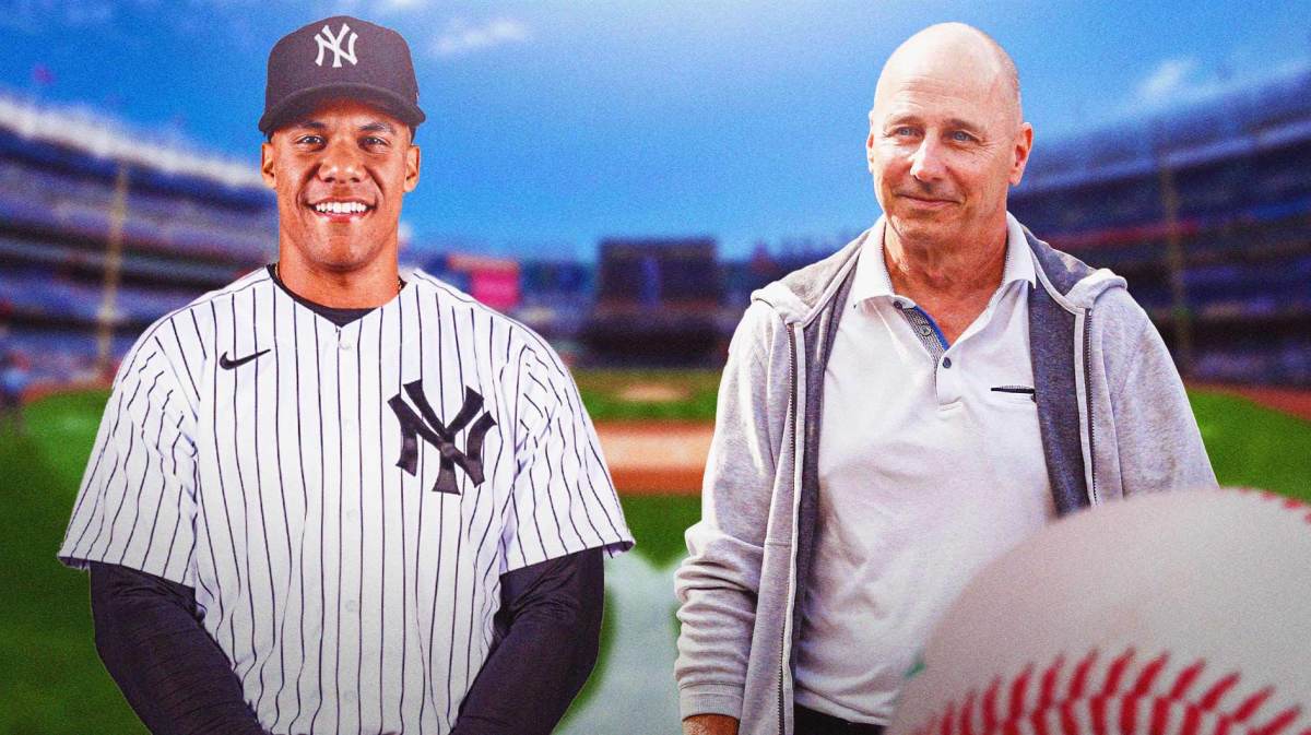 Juan Soto in a Yankees uniform, Brian Cashman
