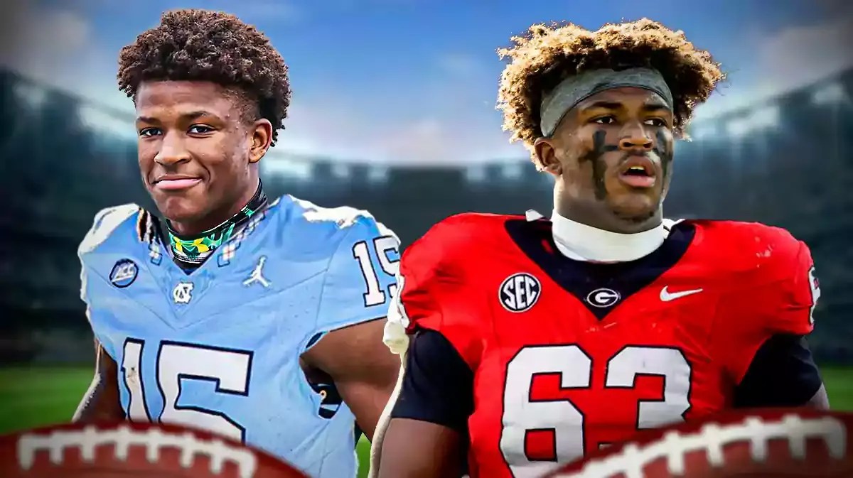 Photo: Caleb Downs in Georgia football and North Carolina football jerseys