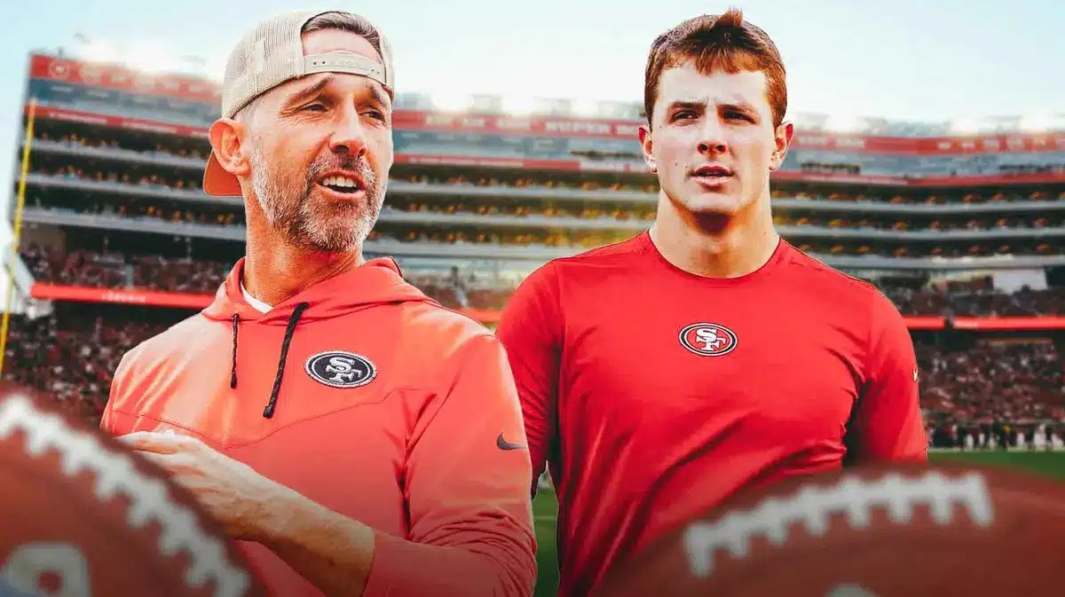 San Francisco 49ers' Brock Purdy and Kyle Shanahan