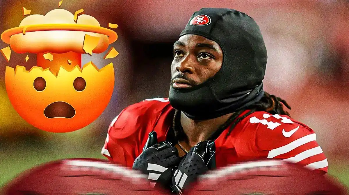 49ers All-Pro wide receiver Brandon Aiyuk, exploding head emoji
