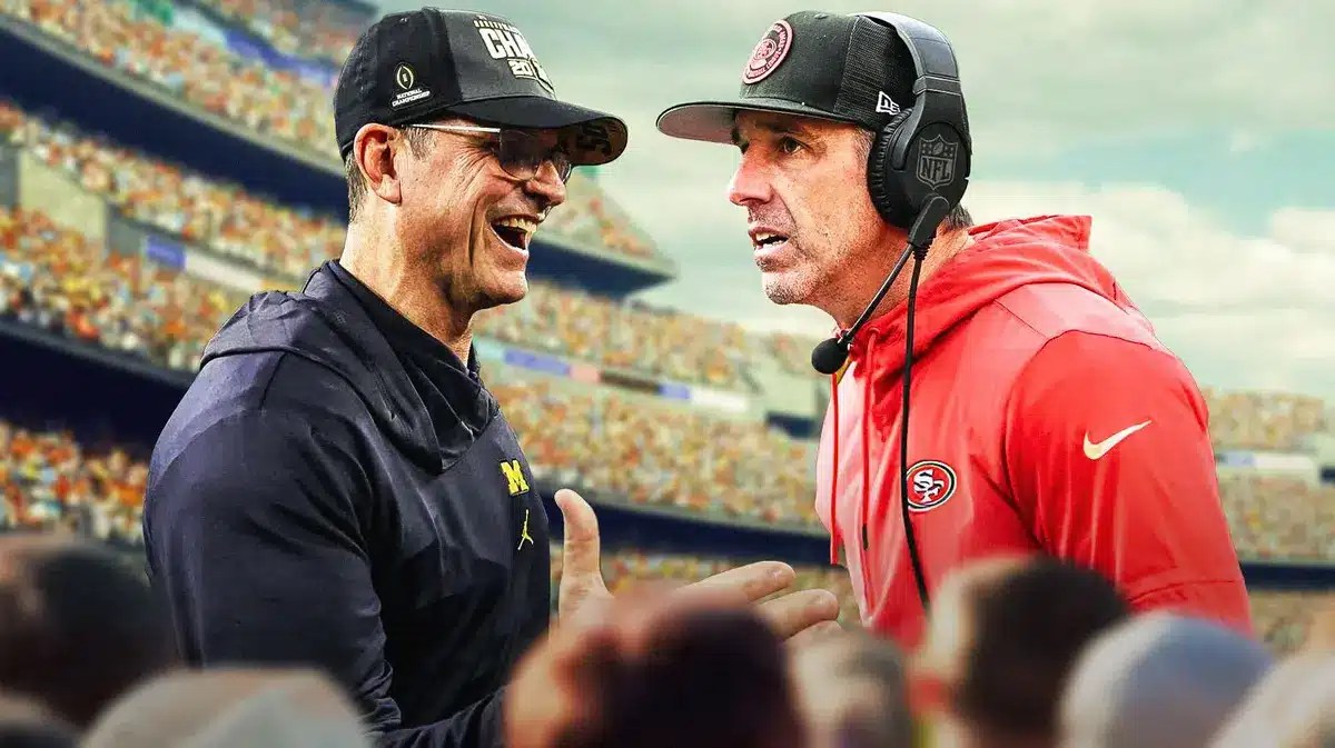 Michigan's Jim Harbaugh and San Francisco 49ers Kyle Shanahan