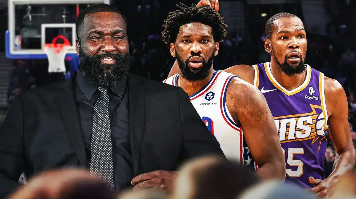 Kendrick Perkins, Joel Embiid and Kevin Durant