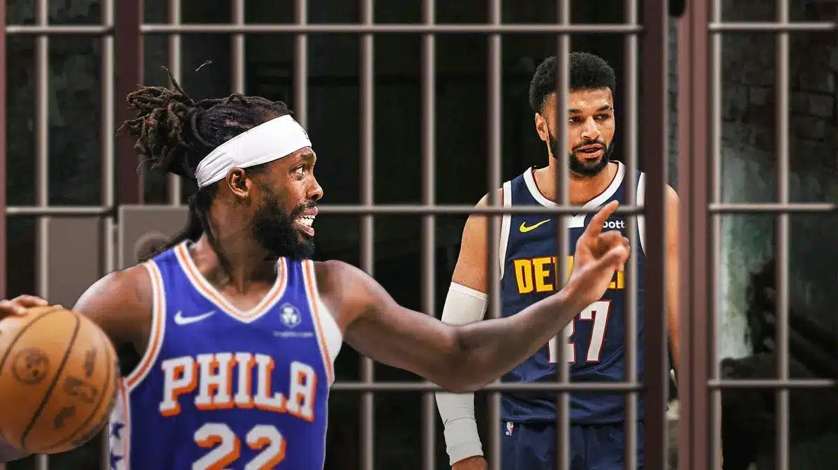 76ers guard Patrick Beverley locking Jamal Murray in jail