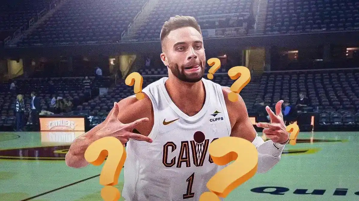 Cavs' Max Strus who is questionable on the injury report for the Bulls game.