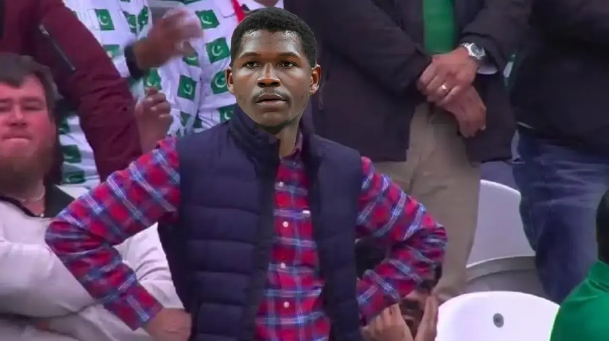 Anthony Edwards (Timberwolves) as the annoyed cricket fan meme