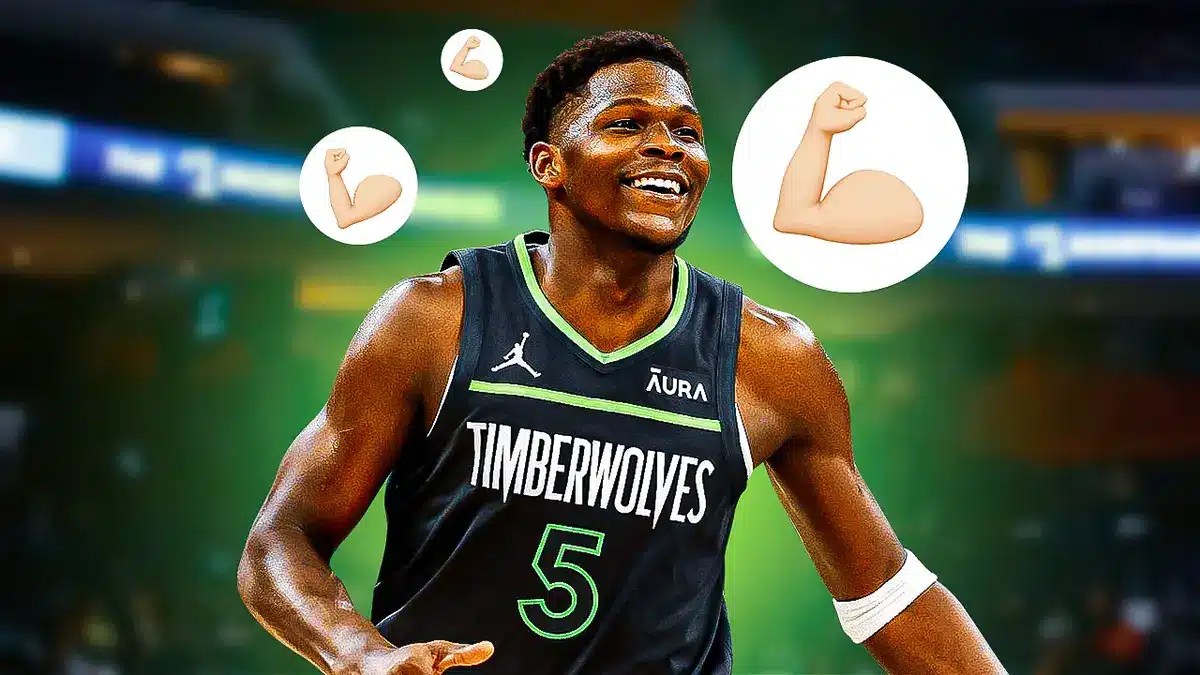 Timberwolves star Anthony Edwards showing his muscles