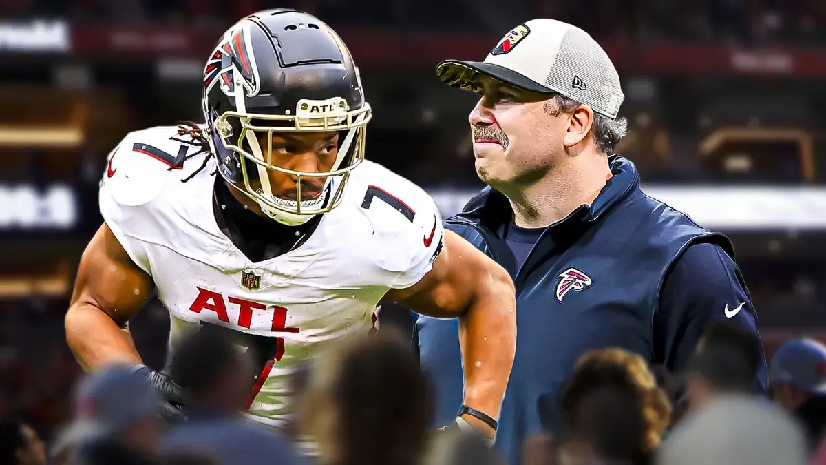 Falcons Arthur Smith and Kyle Pitts teammate Bijan Robinson after loss to Saints