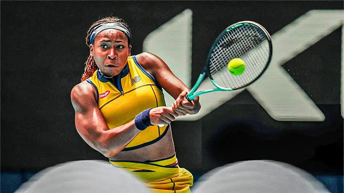 Women’s tennis player Coco Gauff playing tennis