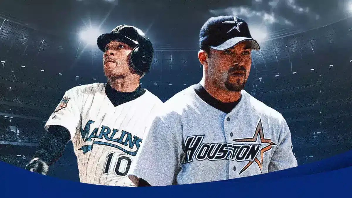 Gary Sheffield in Marlins jersey, Billy Wagner in Astros jersey