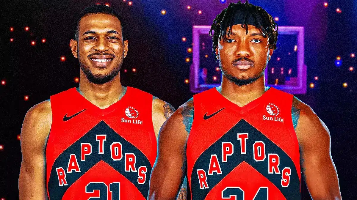 Wendell Carter Jr. and Daniel Gafford in Raptors jerseys