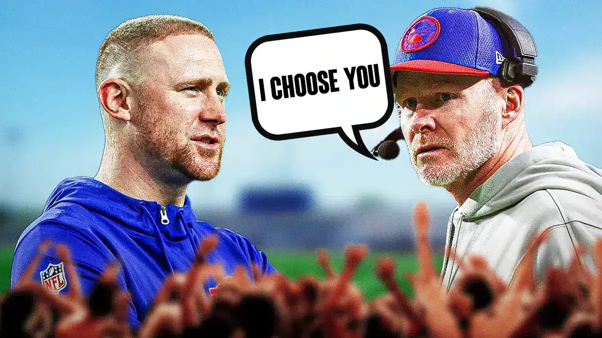 Bills head coach Sean McDermott telling Joe Brady he's the chosen one