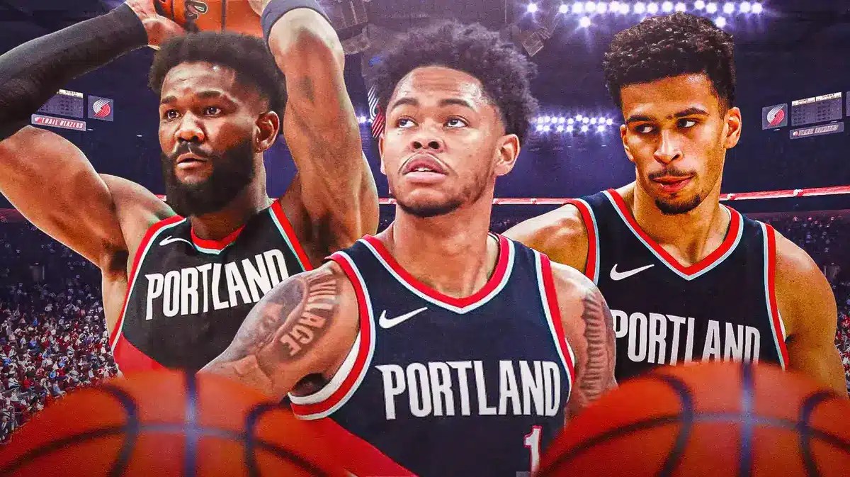 Portland Trail Blazers Deandre Ayton, Anfernee Simons, Toumani Camara