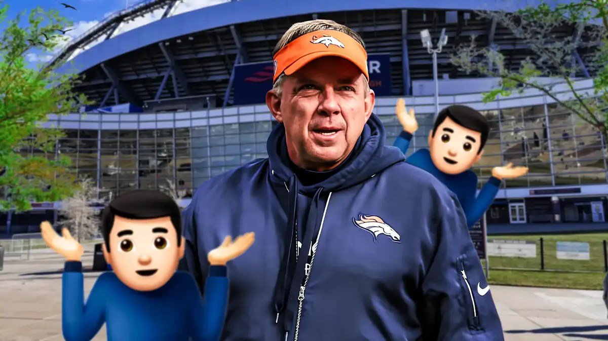 Sean Payton next to the shrugging emoji