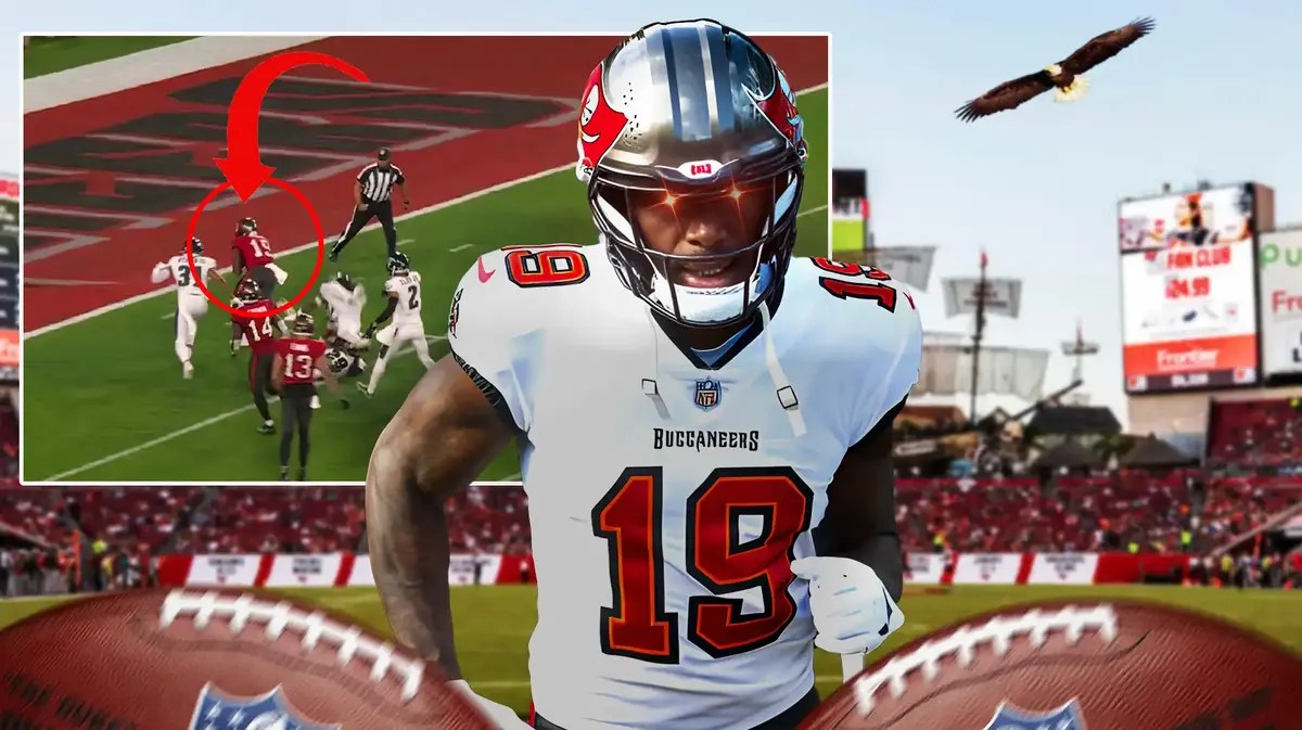 David Moore Jr (BUCCANEERS WIDE RECEIVER) with LASER EYES