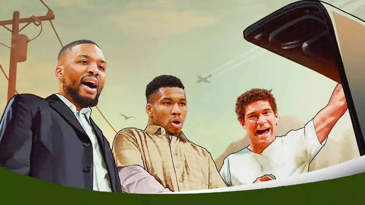 Bucks playersDamian Lillard, Giannis Antetokounmpo, and Brook Lopez as GTA5 guys