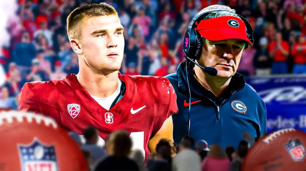 Benjamin Yurosek on the left with Georgia football coach Kirby Smart on the right