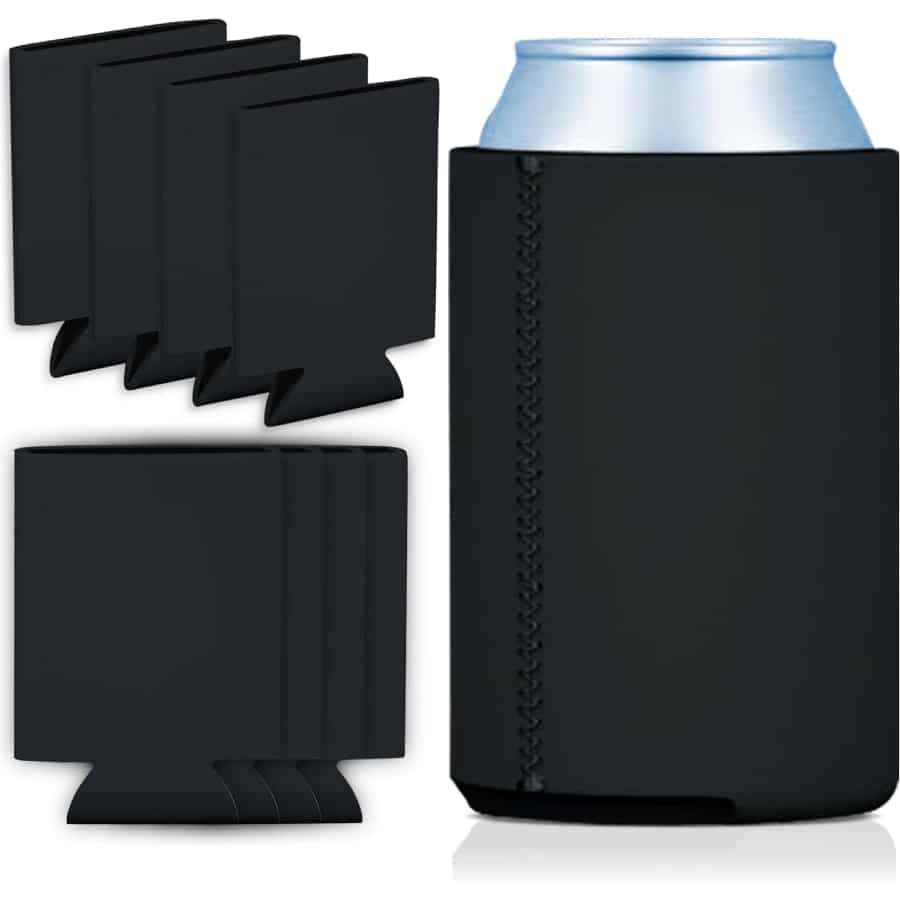 CSBD 12 Pack Blank Can Coolers - Black colored on a white background.