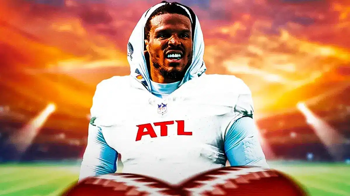 Cam Newton in an Atlanta Falcons uniform.