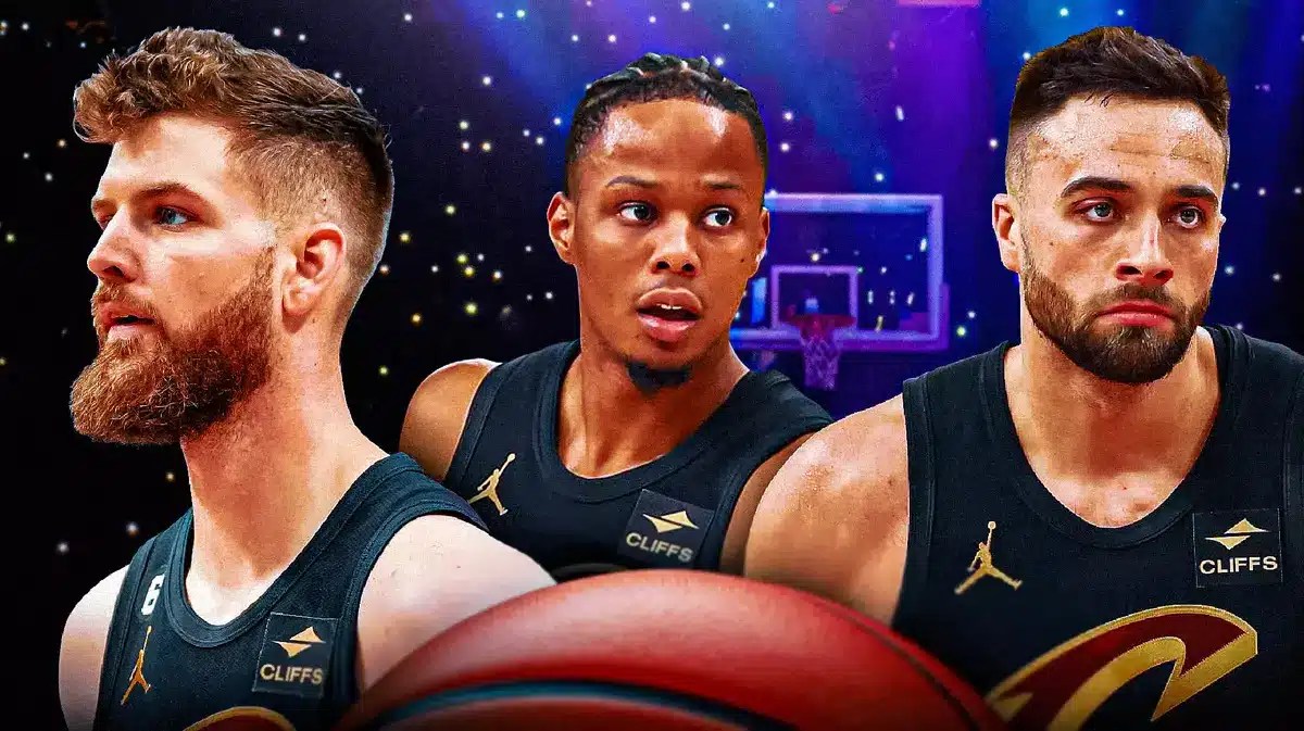 Cavs' Dean Wade, Isaac Okoro, and Max Strus all looking serious