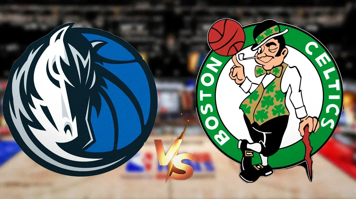 Mavs vs. Celtics logo.