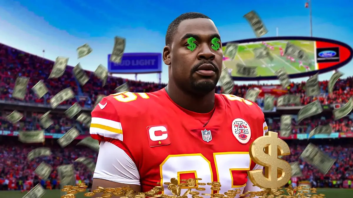 Chiefs Andy Reid mentee Chris Jones after sacking Easton Stick during Chiefs vs Chargers