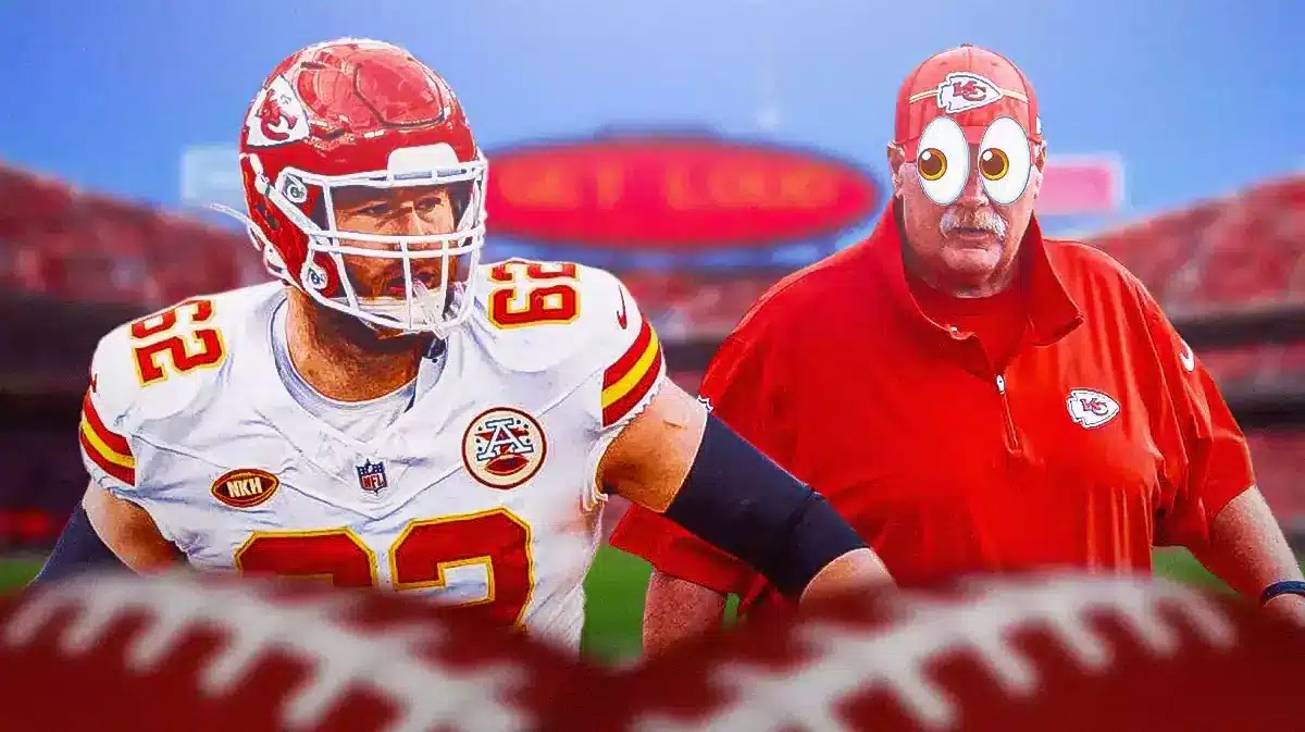 Joe Thuney. Andy Reid with big emoji eyes