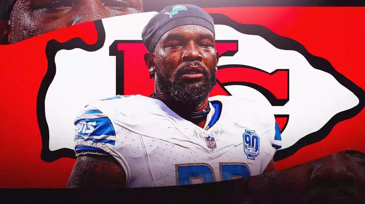 Isaiah Buggs in Detroit Lions Jersey with Kansas City Chiefs logo in the background