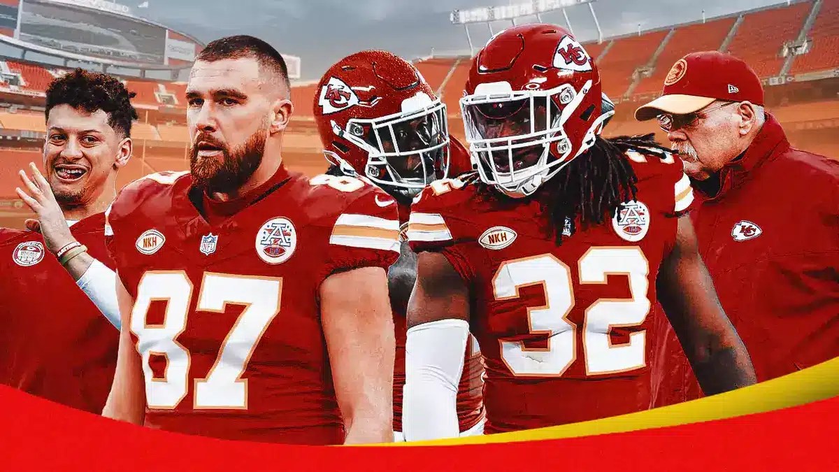 Chiefs' Patrick Mahomes, Travis Kelce, Rashee Rice, Nick Bolton and Andy Reid
