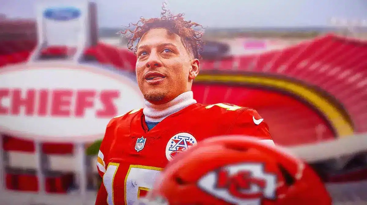 Patrick Mahomes in Kansas City Chiefs uniform smiling