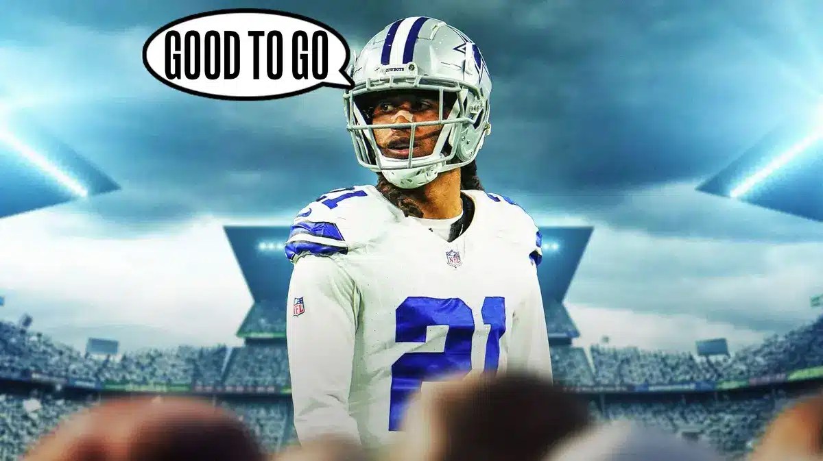 Dallas Cowboys' Stephon Gilmore and speech bubble “Good To Go”