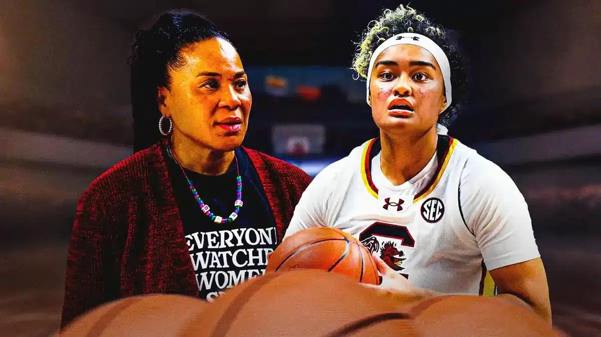 South Carolina women’s basketball coach Dawn Staley and South Carolina player Te-Hina Paopao
