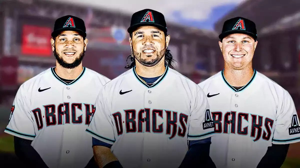 Joc Pederson Eugenio Suarez and Eduardo Rodriguez in Diamondbacks uniforms