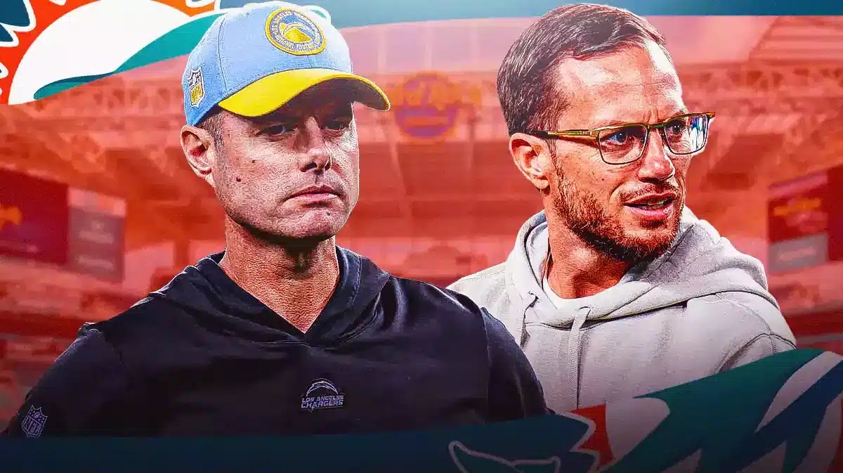 Brandon Staley and Dolphins coach Mike McDaniel