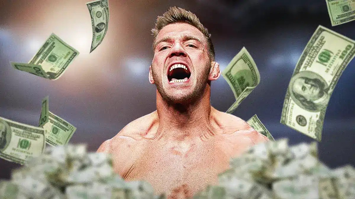 Dricus du Plessis with money around him
