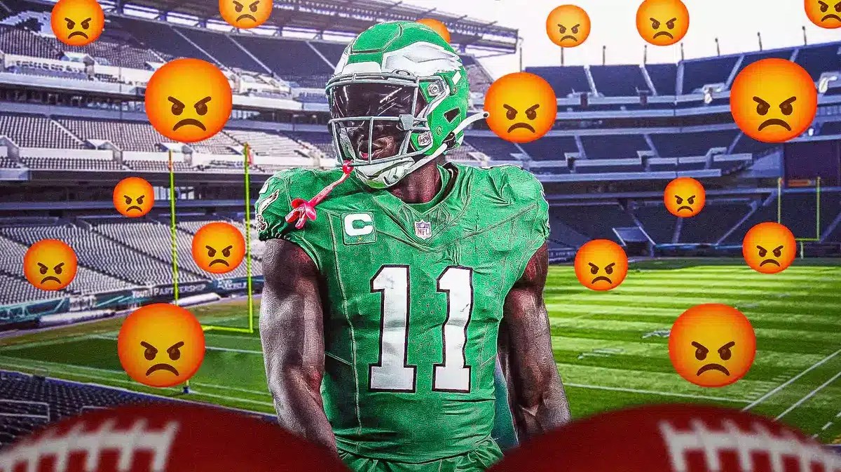 AJ Brown with angry emojis around him