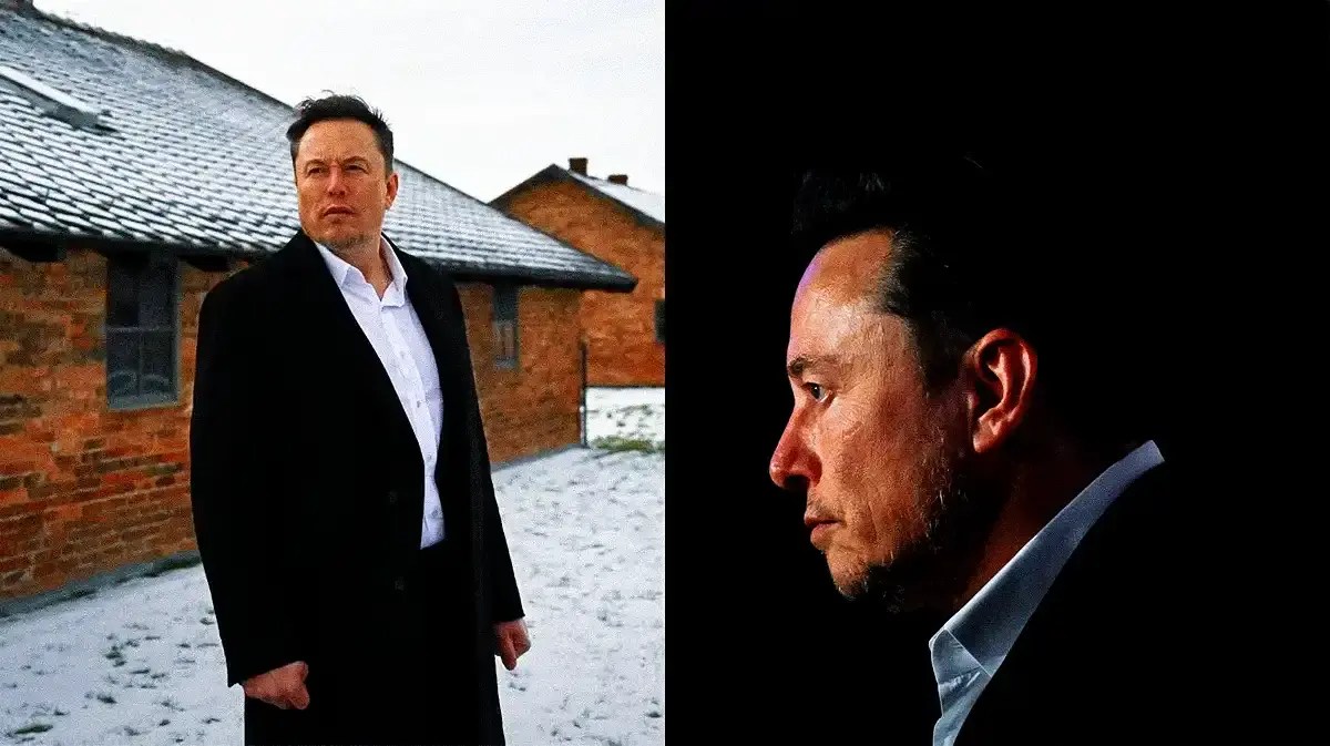 Images from the Nazi death camp at Auschwitz and the conference on antisemitism in Krakow that he spoke at