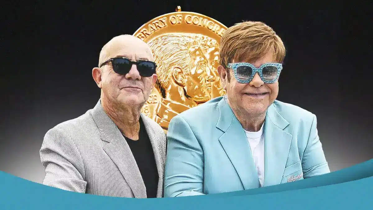 Bernie Taupin and Elton John, Gershwin Prize behind them