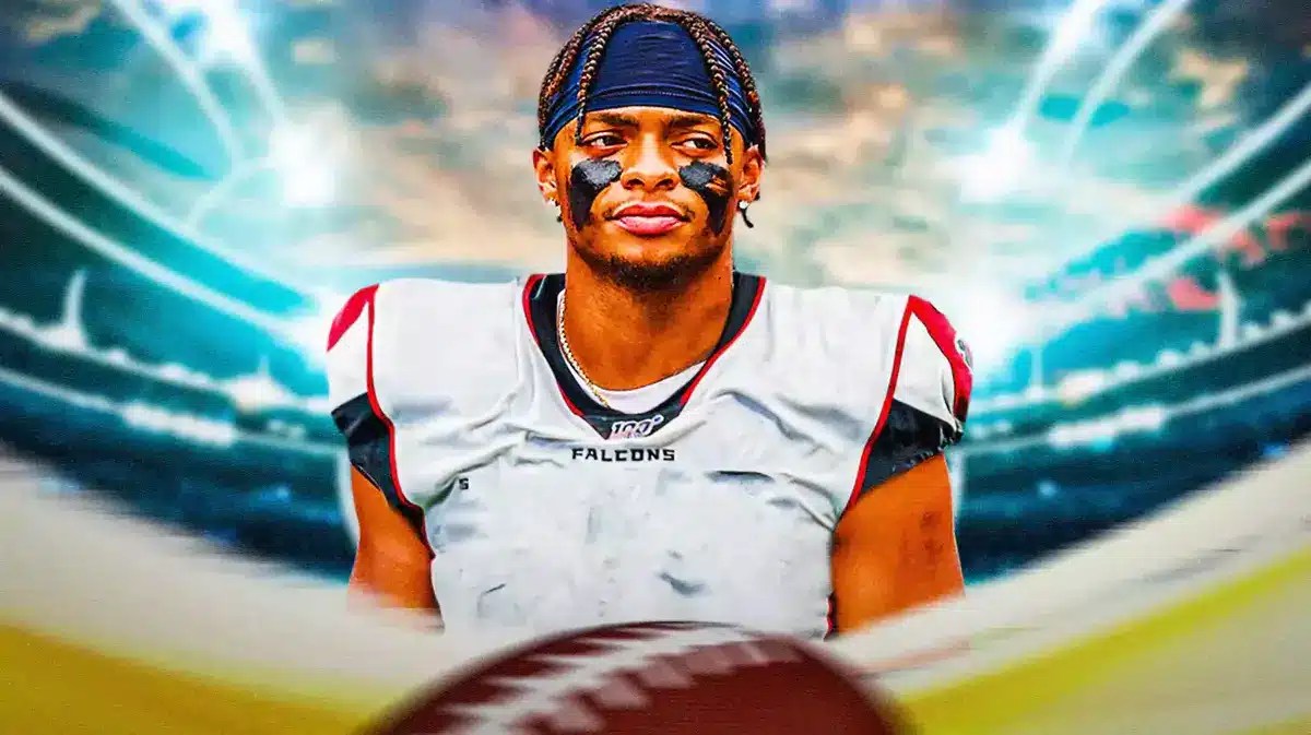 Bears QB Justin Fields in a Falcons jersey.