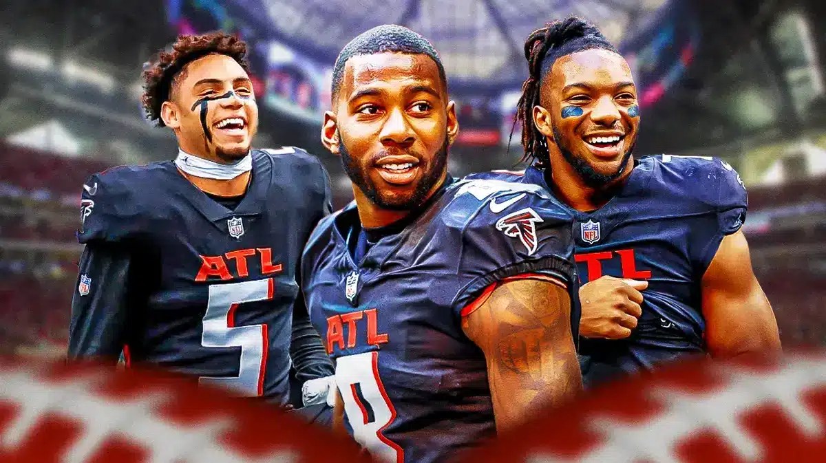 Falcons tight end Kyle Pitts and Bijan Robinson and Drake London also looking onward.