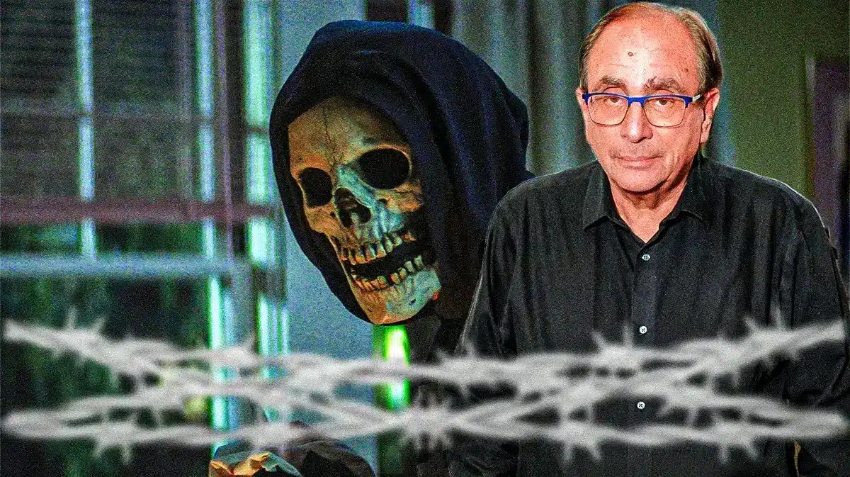 Author R.L. Stine with scene from Fear Street.