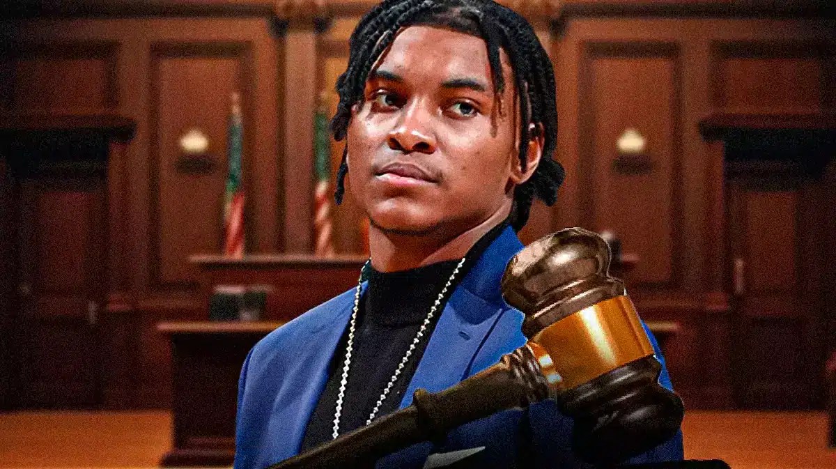 Former Houston Rockets guard Kevin Porter Jr. sitting in a courtroom.