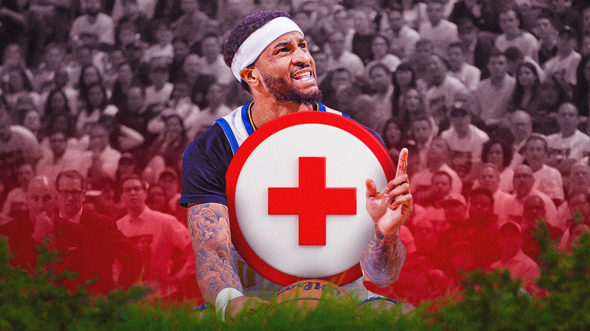 Warriors' Gary Payton II with health cross symbol