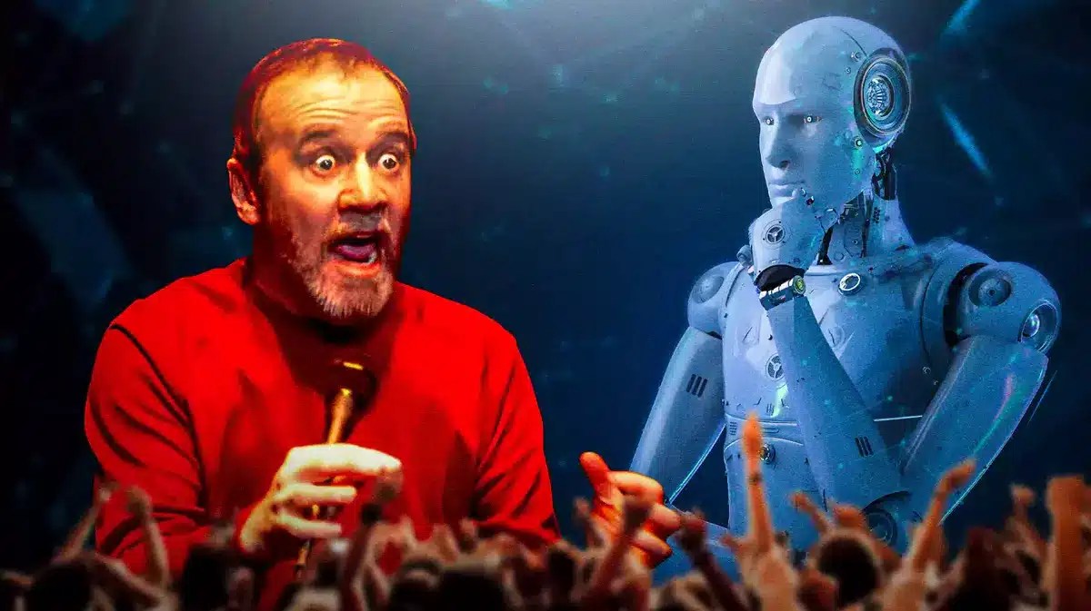 George Carlin with AI robot.