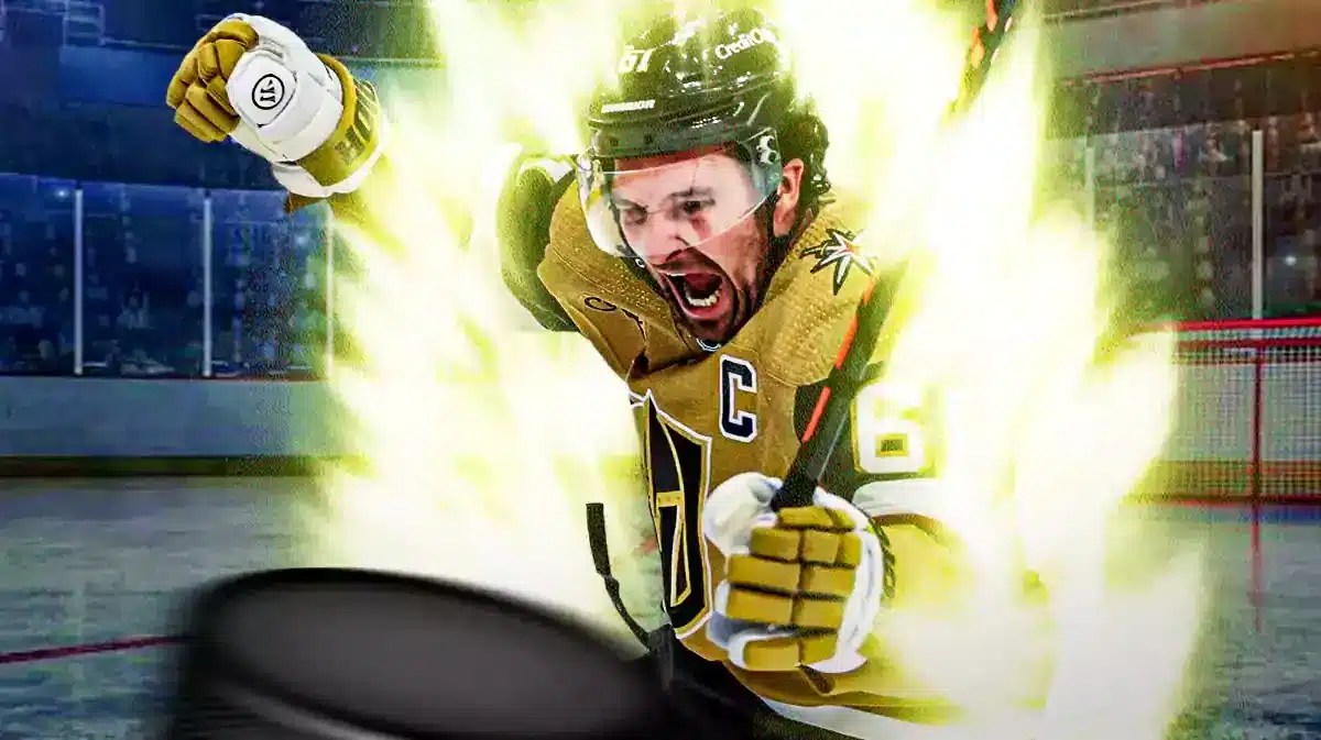 ACTION SHOT of Golden Knights star Mark Stone with supersaiyan glow