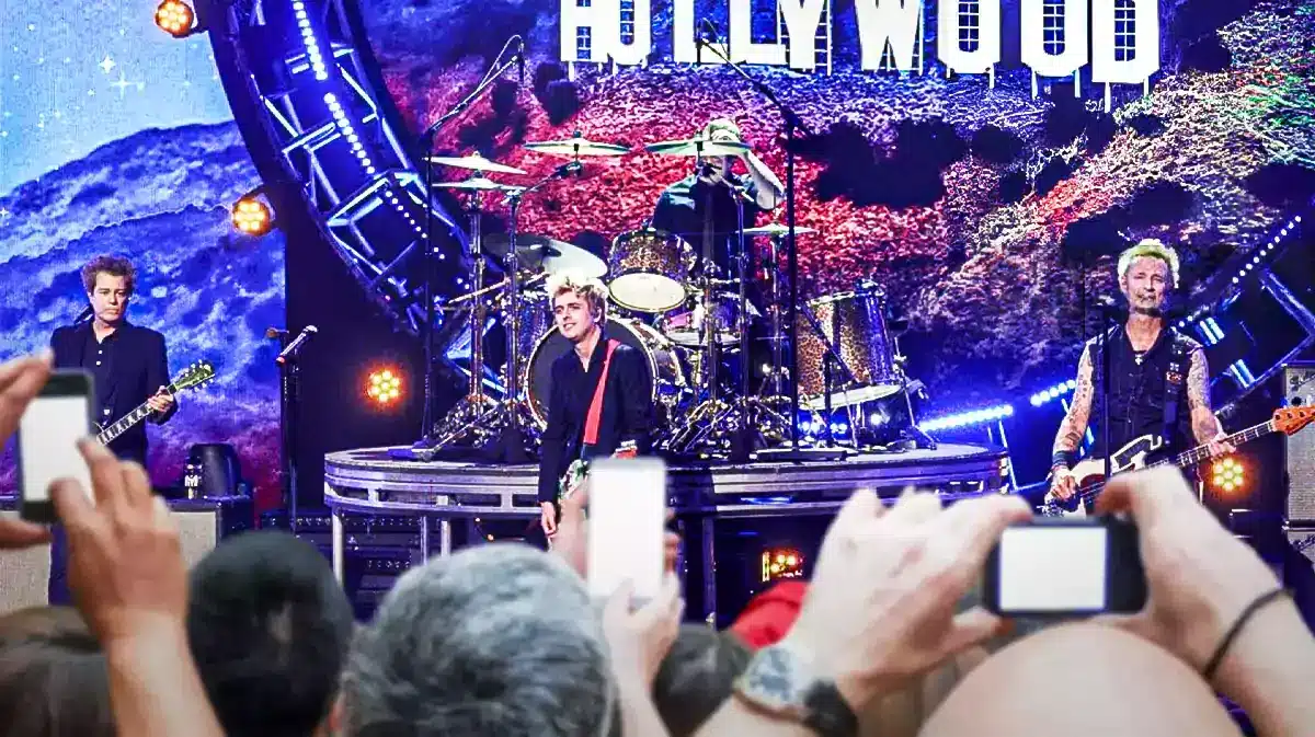 Green Day on stage New Year's Eve.