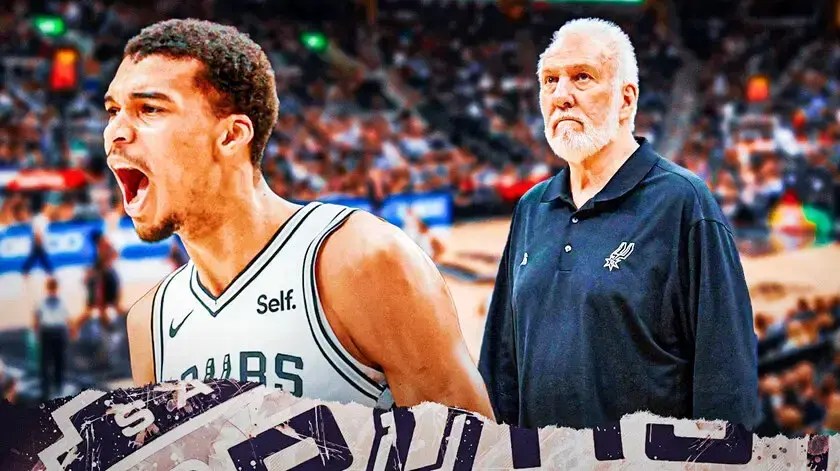 Spurs' Gregg Popovich looking at Victor Wembanyama