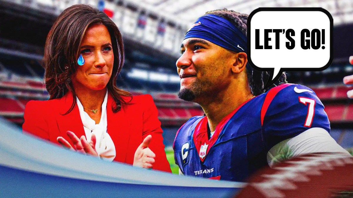 Texans' CJ Stroud yelling "Let's go!", Hannah McNair