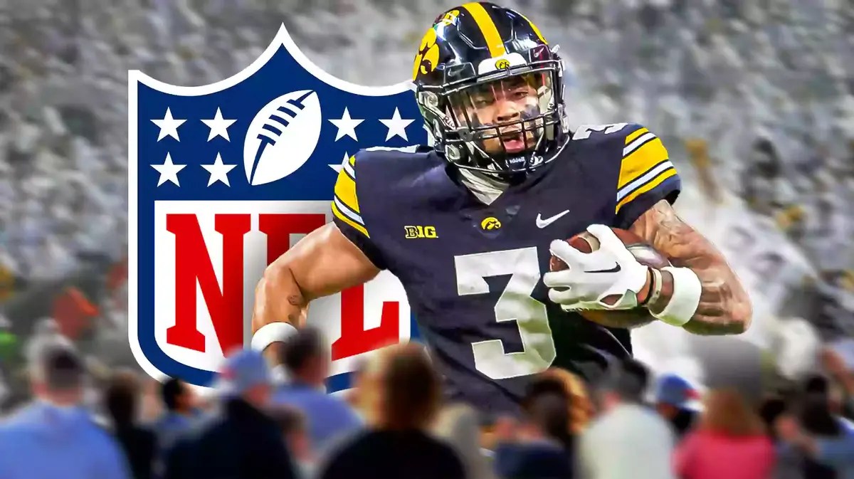 Iowa football's Cooper DeJean next to the NFL logo