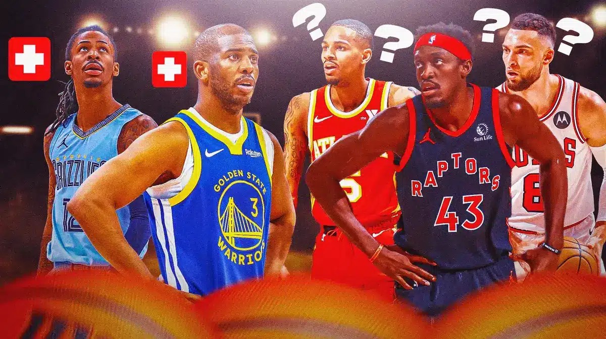 Ja Morant and Chris Paul with injury symbols. Pascal Siakam, Dejounte Murray and Zach LaVine with question marks