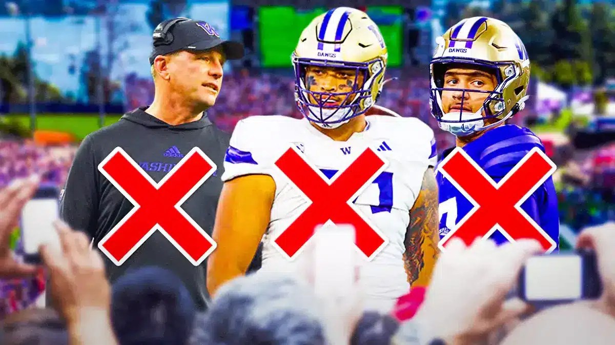 Alabama coach Kalen DeBoer and former Washington football players Nate Kalepo and Austin Mack